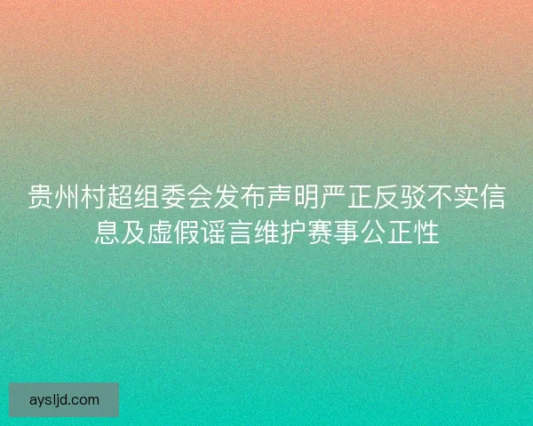 贵州村超组委会发布声明严正反驳不实信息及虚假谣言维护赛事公正性