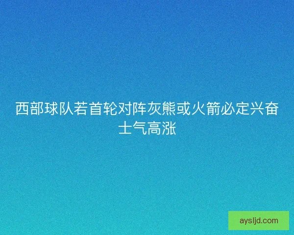 西部球队若首轮对阵灰熊或火箭必定兴奋士气高涨